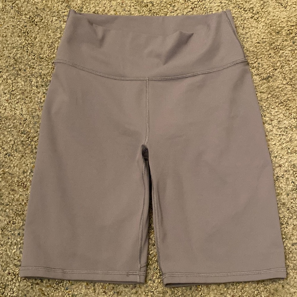PowerHold by Fabletics Light Purple/Grey Biker Shorts Size Medium